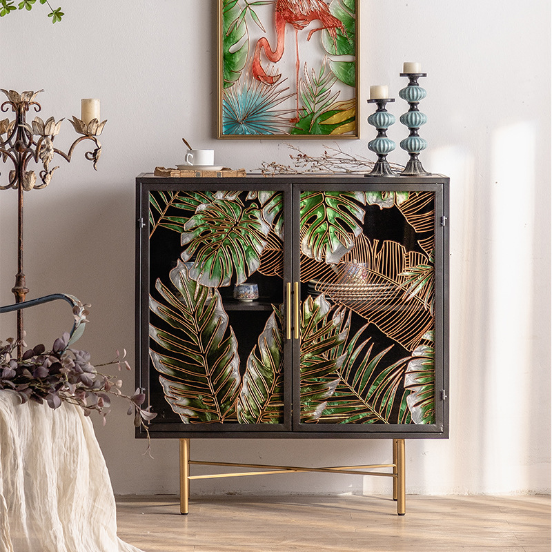 American Style Cloisonne Enamel Storage Sideboard Personalized Decorative Cabinet Internet Red Guest Restaurant Hand-painted Storage Entrance Cabinet