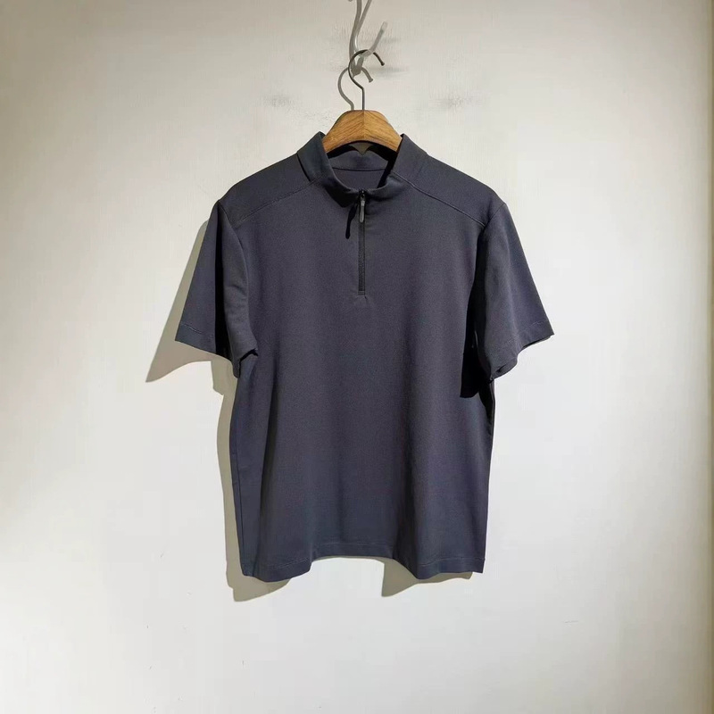 Urban Business Commuting Half-Zip Small Stand-Up Collar Short-Sleeved Men's Outdoor Breathable Sports Casual Right-Shoulder T-Shirt Urban Business Commuting Half-Zip Small Stand-Up Collar Short-Sleeved Men's Outdoor Breathable Sports Casual Right-Shoulder T-Shirt