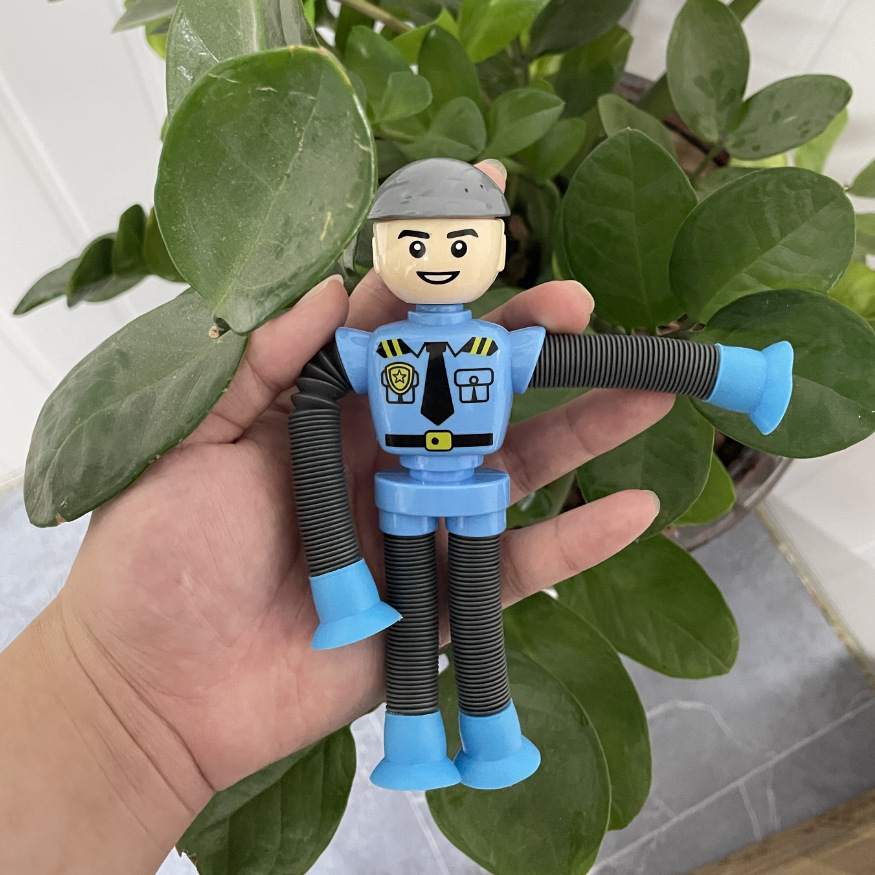 Transfronterizo robot flexible tubo telescópico niño puzzle dibujos animados estirados ventosa interacción padre-hijo creativo juguete descompresión