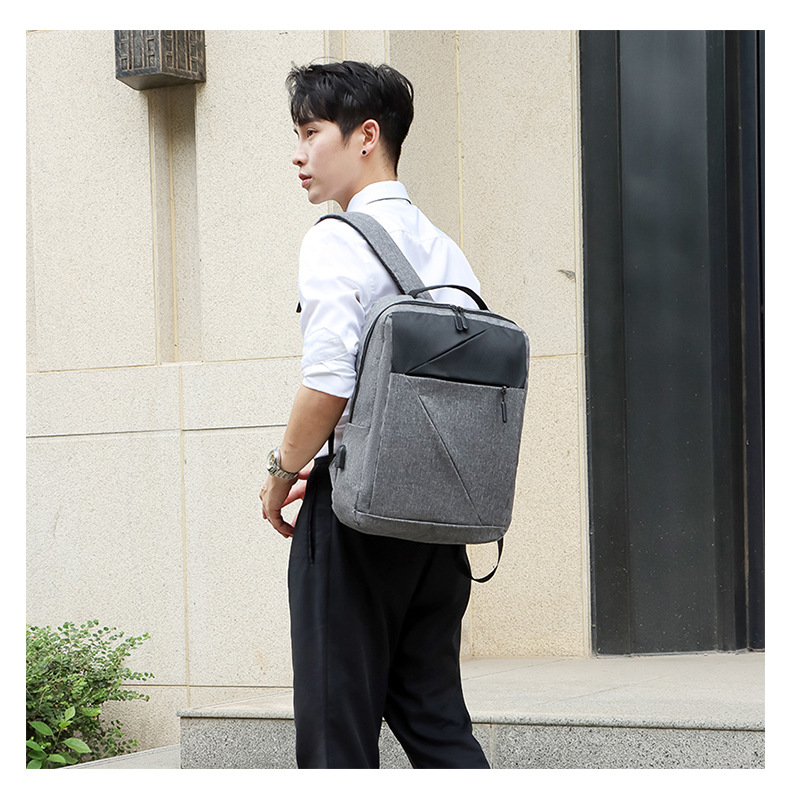 New Oxford fabric solid color backpack, a fashionable and simple large-capacity backpack for business commuting and college students' computer schoolbag undefined