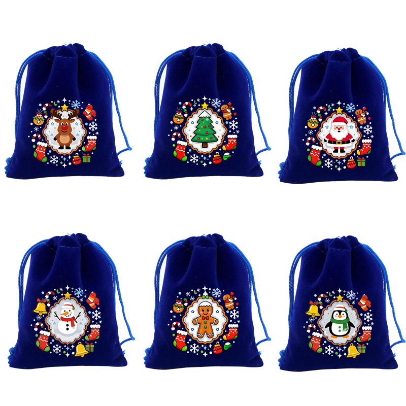 跨境圣诞糖果袋圣诞老人派对礼物包装苹果袋新年礼品袋束口丝绒袋