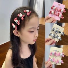 女童甜美格子kt猫五角星发夹清新卡通迷你小发卡前额碎发夹子发饰