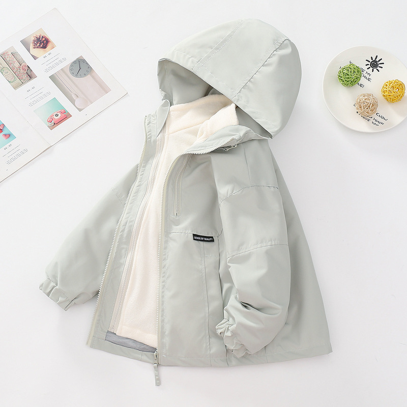 Bala Bala spring and autumn outerwear, waterproof jacket, detachable, new thickened fleece-lined style for fall and winter, children's and girls' version