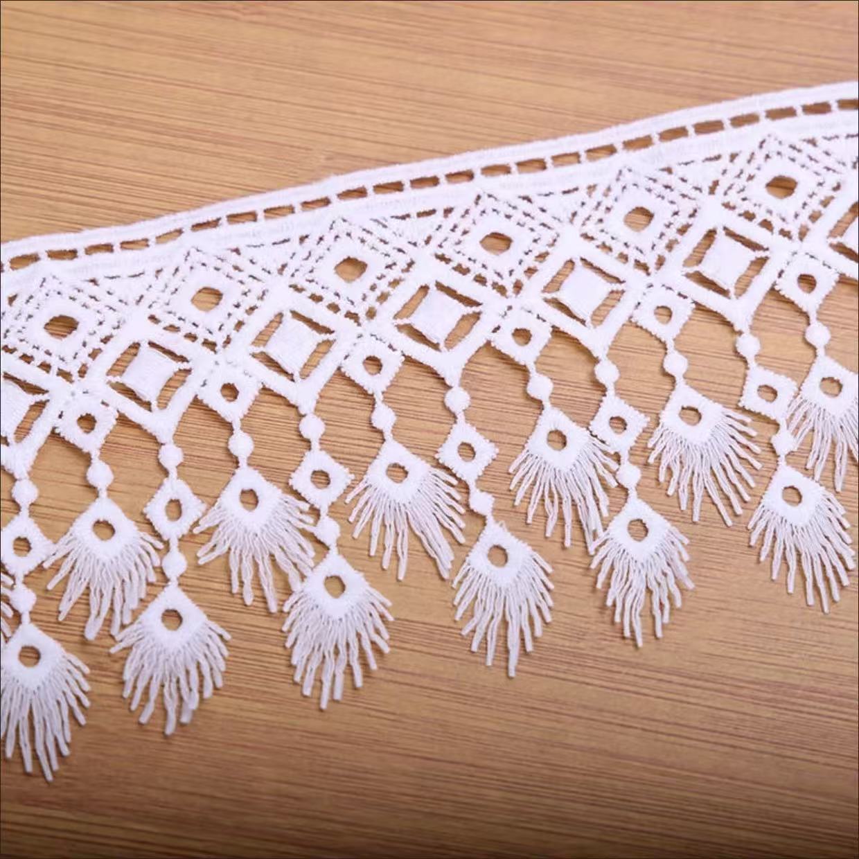 白色流苏花边水溶刺绣吊须镂空辅料窗帘服装裙摆家居布艺DIY批发