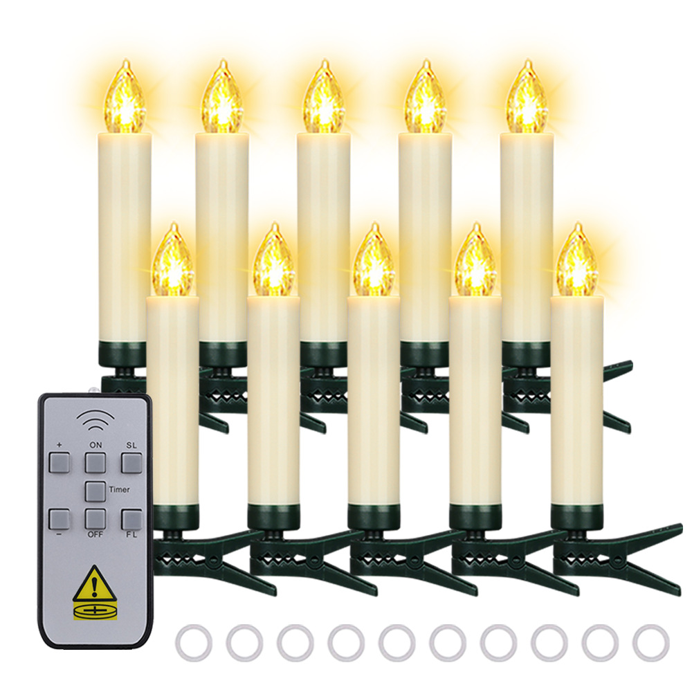Velas electrónicas con control remoto, velas de plástico simuladas con temporizador para decoración navideña y de Halloween, luces de vela de plástico con iluminación de llama.