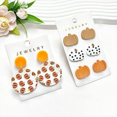 跨境shein新款南瓜万圣节耳钉套装简约小众万圣节耳环女耳饰品