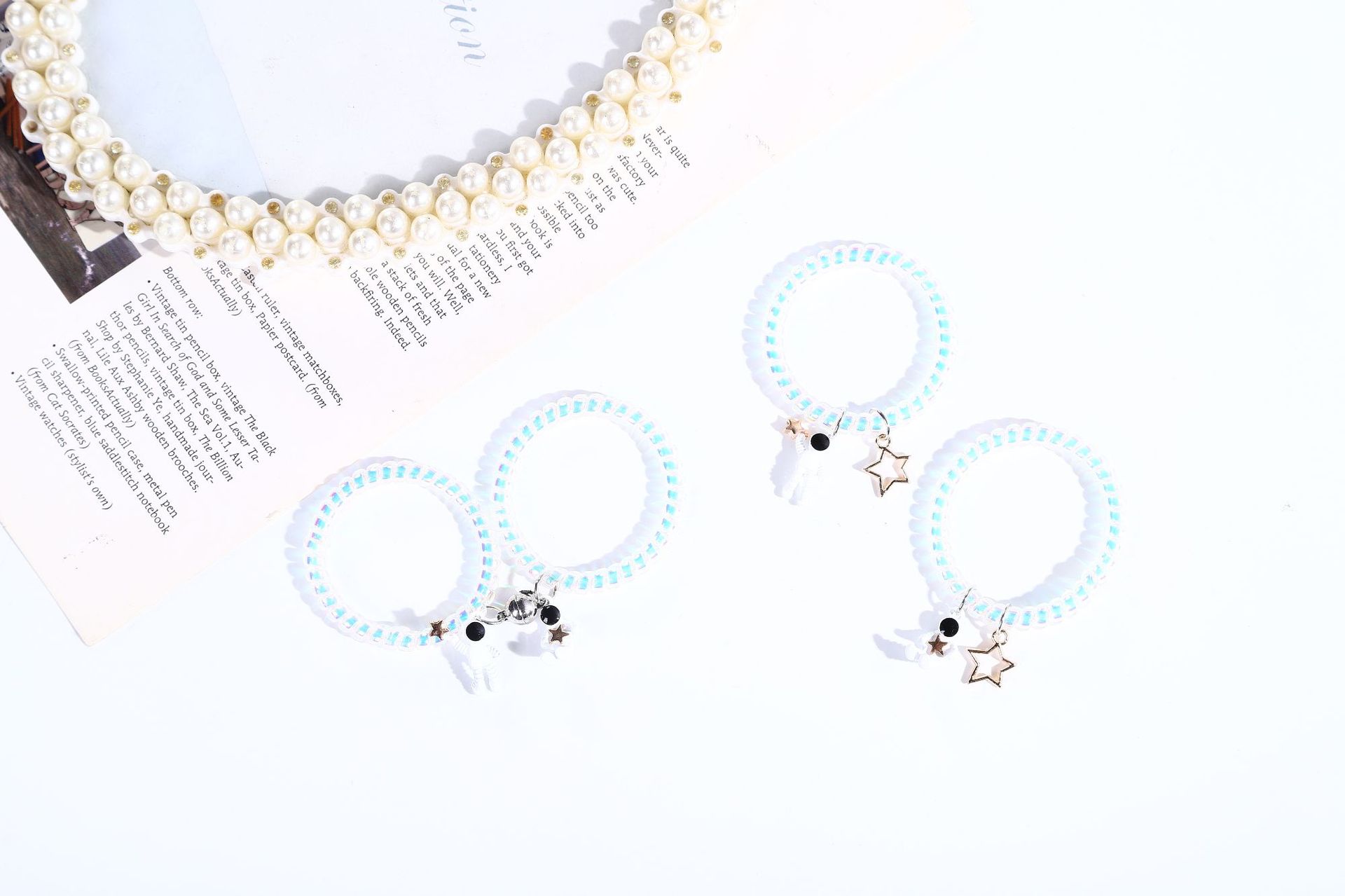 Tiktok Same Style Astronaut Magnet Suction Small Rubber Band For Boyfriend Couple Bracelet A Pair Of Mermaid Phone Hair Ring display picture 1