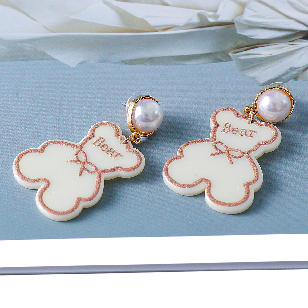 Cute Cartoon Little White Bear Female Earrings Acrylic Earrings Ear Jewelry display picture 4