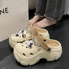 卡通可愛洞洞鞋女款春夏外穿2024新款小個子厚底增高包頭沙灘鞋