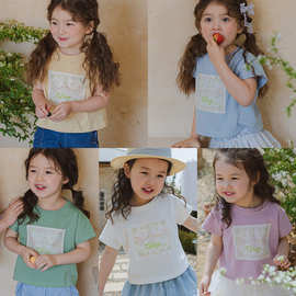 女童T恤夏2026新款草莓珊韩国儿童女孩洋气印花圆领宽松短袖上衣