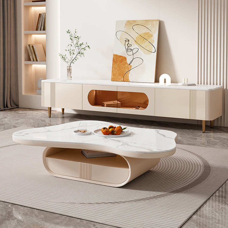 Luz estilo crema francés TV gabinete combinación nube mesa de café casa simple pequeño apartamento Estilo nórdico red muebles rojos