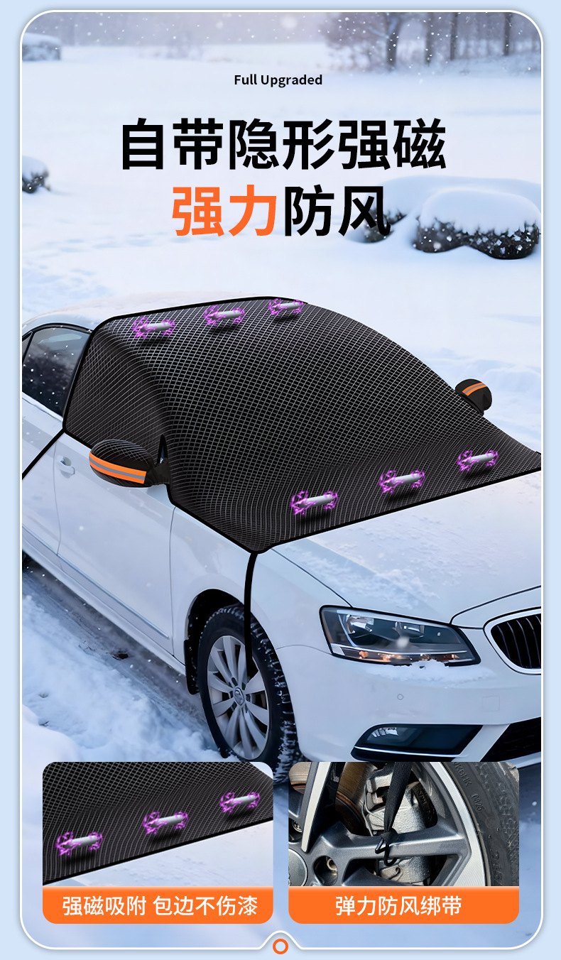 Car Snow Shield, Winter Thickened Magnetic Anti-Frost, Anti-Freeze, Anti-Snow Cover, Car Sunshade, Sun Protection, Front Windshield Insulation