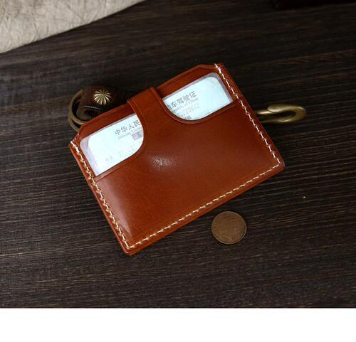 Original handmade men's genuine leather pickup bag, cowhide pickup bag, ultra-thin driver's license cover, multiple card slots, business card bag, ID bag for women