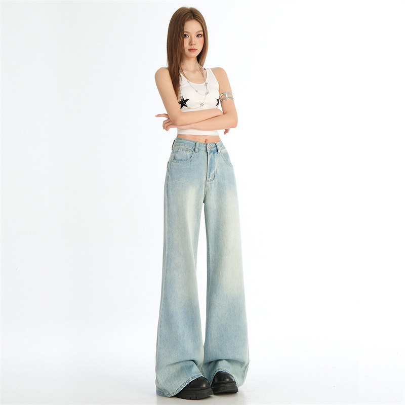 Uncle Carrot High-Waisted Flared Jeans for Women, New Spring Style, Loose Fit, Slimming Design, Stretchy Floor-Length Bell-Bottom Pants Uncle Carrot High-Waisted Flared Jeans for Women, New Spring Style, Loose Fit, Slimming Design, Stretchy Floor-Length Bell-Bottom Pants