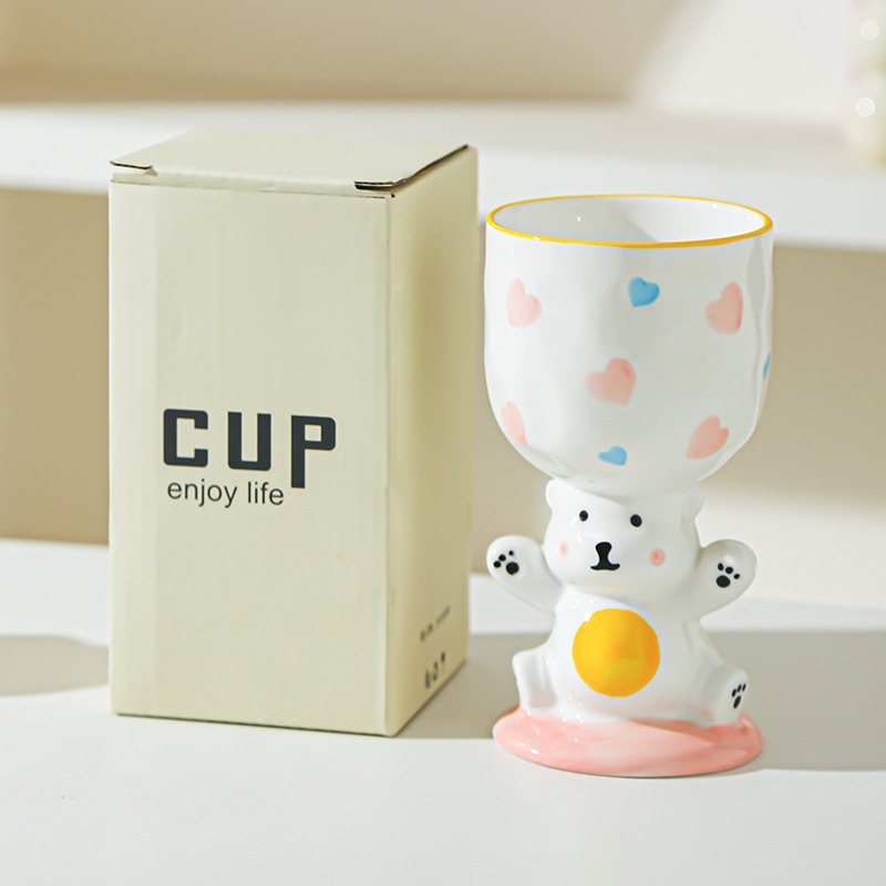 Dibujos animados lindo regalo de cumpleaños pintado a mano taza de helado bebida creativa taza de postre pastel taza de cerámica mesa de aromaterapia