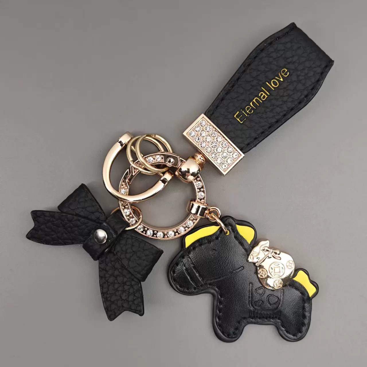 钥匙挂扣荔枝纹蝴蝶结汽车钥匙扣挂件精致女情侣钥匙链挂饰品