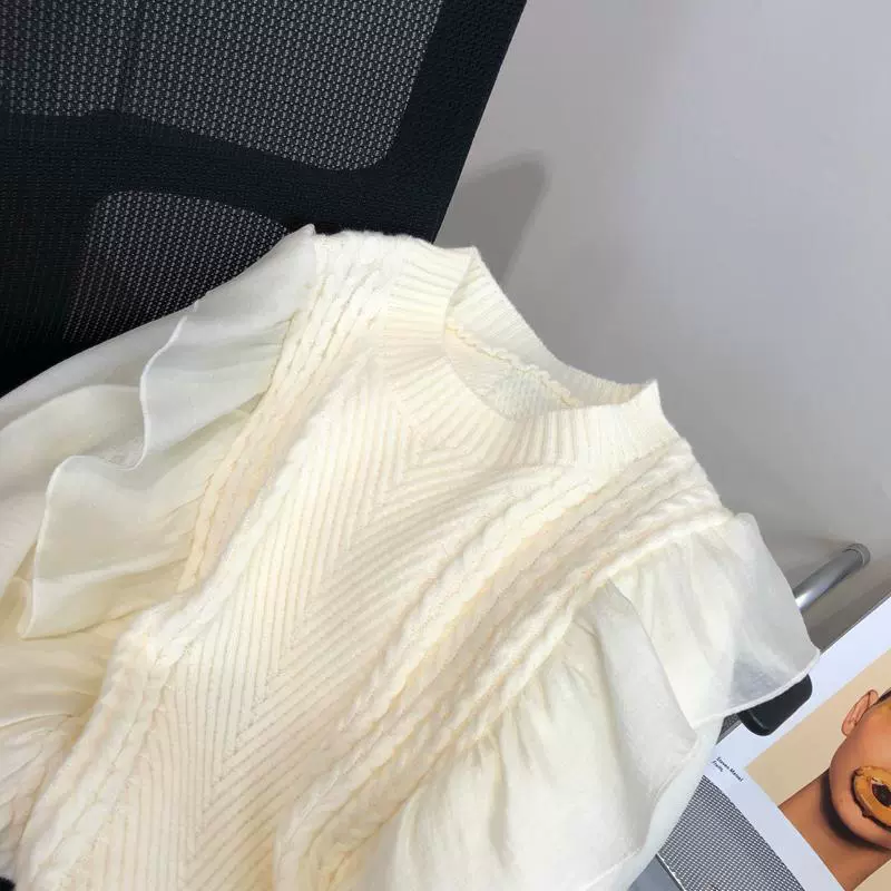 Хлопковый трикотажный весенний свитер из шифона для подростков, oversize