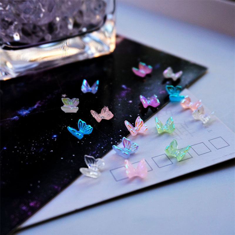 INS Little Red Book Online Celebrity Nail Art Butterfly Magic Color Aurora Color Stereo Small Bow Nail Art Jewelry Wholesale
