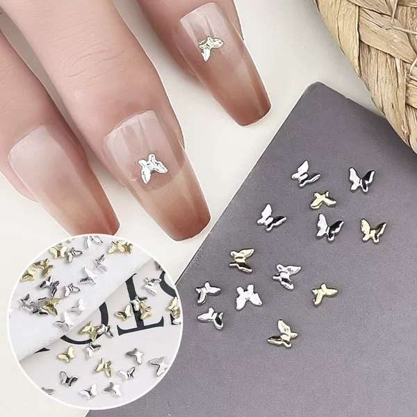 New Mini Metal Butterfly Nail Art Accessories Alloy Three-Dimensional Butterfly Trendy Nail Decoration Small Accessories Wholesale