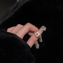 打麻将红中发财戒指女设计轻奢小众高级感时尚个性过新年开口饰品