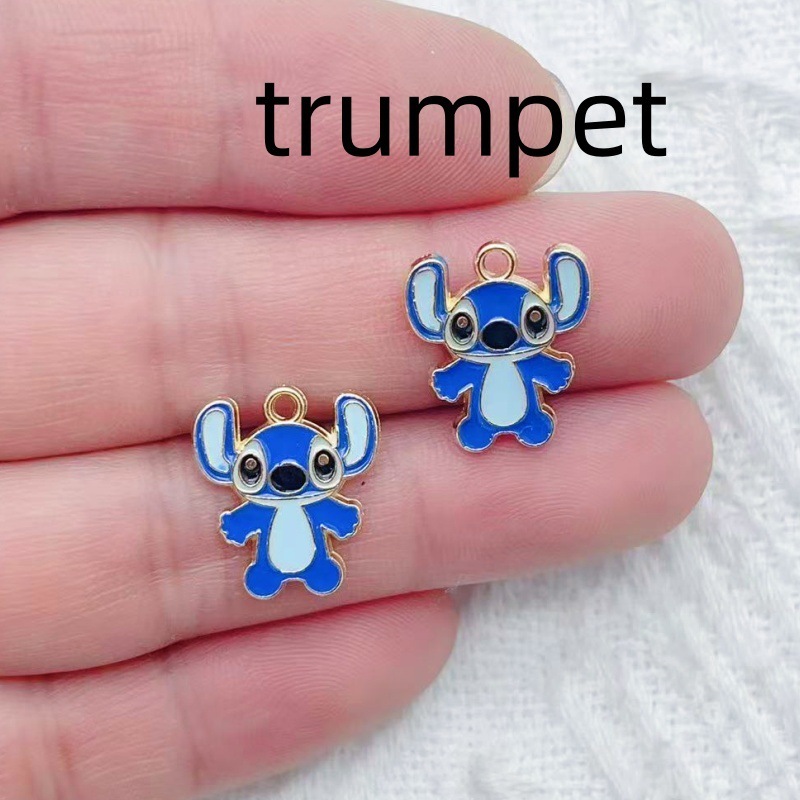 漫画かわいいステッチ DIY オイルドリップジュエリーアクセサリー合金ペンダントキーホルダーイヤリングネックレスペンダント|undefined