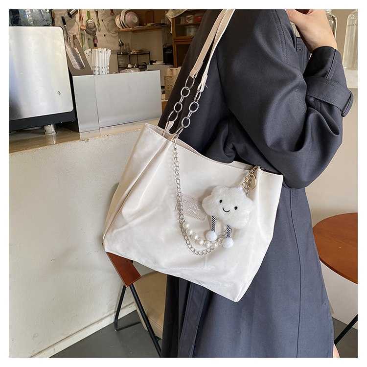 Large-capacity work commuting bag for women, new autumn 2024, versatile and fashionable beaded chain single-shoulder bag tote bag undefined