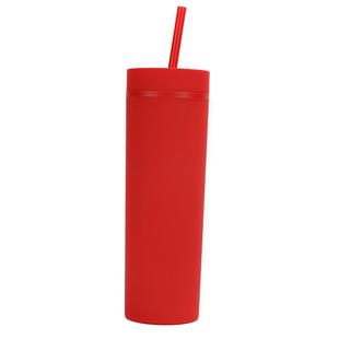 Manufacturer's New Modern Simple Cross-Border Frosted Double-Layer Plastic Cup Universal Portable 16oz Straight Cup