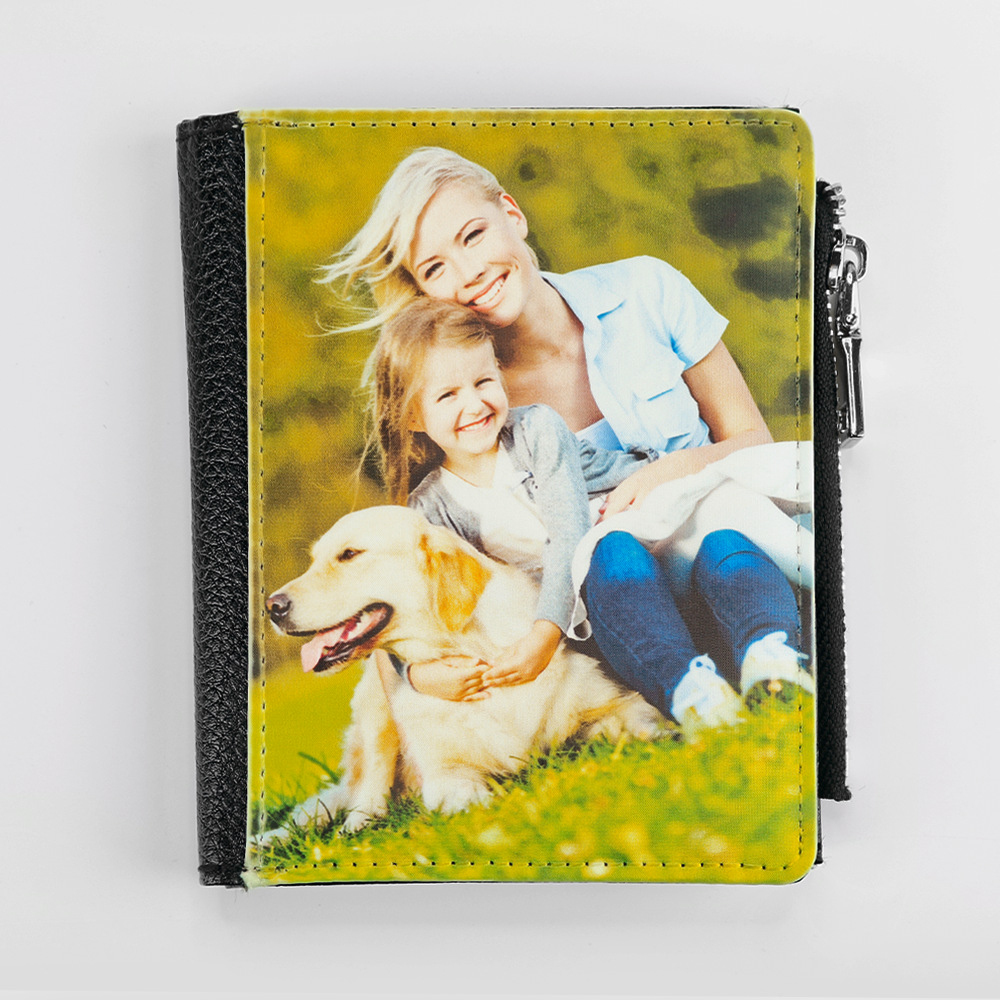 Venta directa de fábrica sublimación en blanco cuero cremallera bolsa de monedas DLY material al por mayor