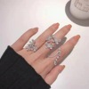 Cute brand universal advanced ring with bow, micro incrustation, diamond encrusted, high-quality style