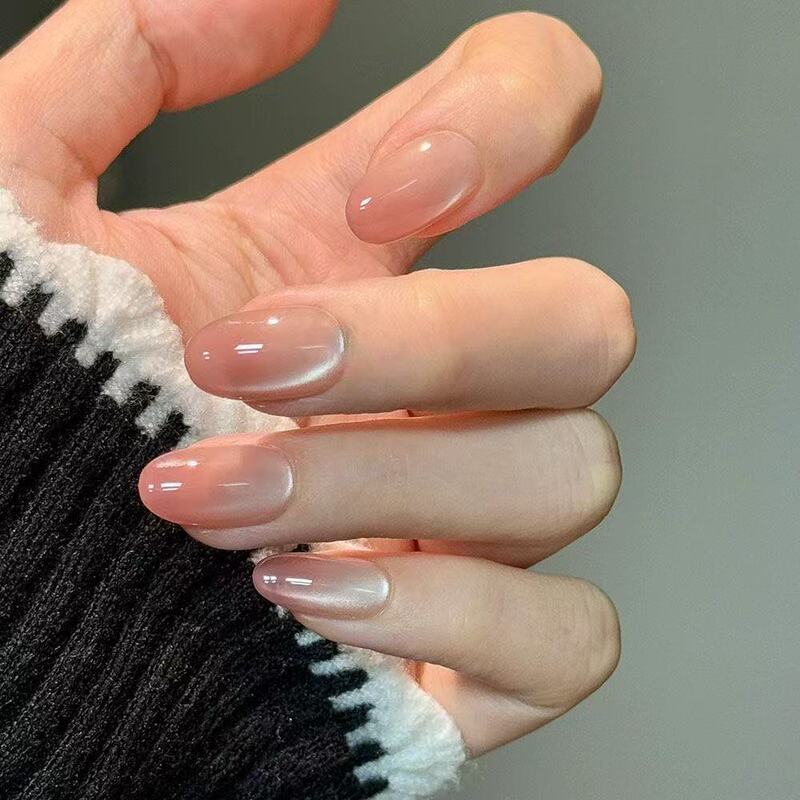 Gentle Pink Nude Glass Bead Cat Eye Gradient Manicure Whitening New Patch Removable Classy Wearable Handmade Gentle Pink Nude Glass Bead Cat Eye Gradient Manicure Whitening New Patch Removable Classy Wearable Handmade