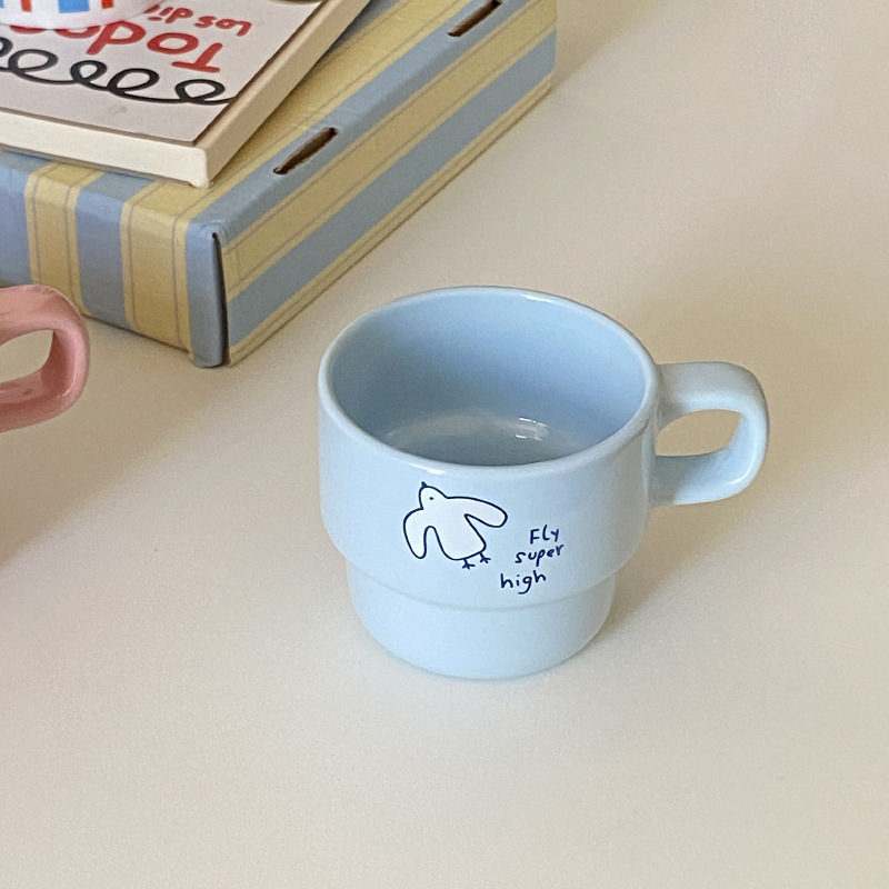 可爱小众卡通小飞鸟马克杯陶瓷杯 情侣杯礼物|undefined