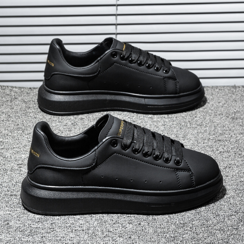 Thick-soled McQueen White Shoes Men's and Women's Shoes Couple's plus size Spring and Autumn Height-increasing Sneakers Black Shoes All-match Casual sneaker