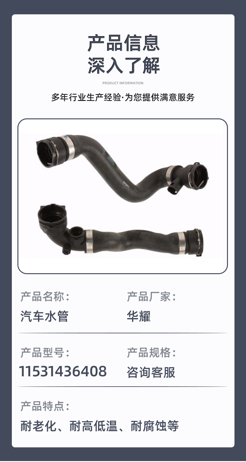 In-stock from the manufacturer 11531436408 radiator hose RADIATOR car water pipe cooling rubber pipe accessories