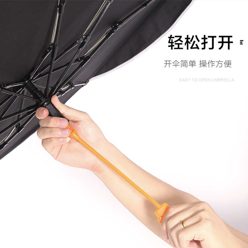 Nuevo patrón creativo coche sombrilla de titanio plata protección solar aislamiento térmico plegable paraguas coche parabrisas parasol conjunto