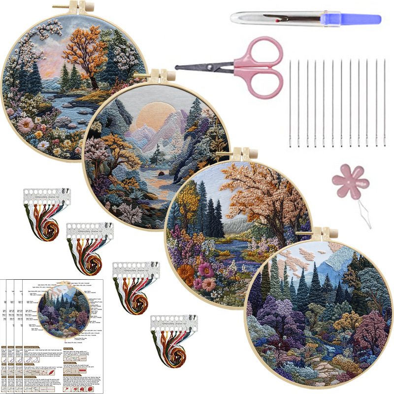 オリジナル先行販売クロスボーダー新製品刺繍 diy 風景手作り生地材料パッケージキットクリエイティブ手作り裁縫英語|undefined