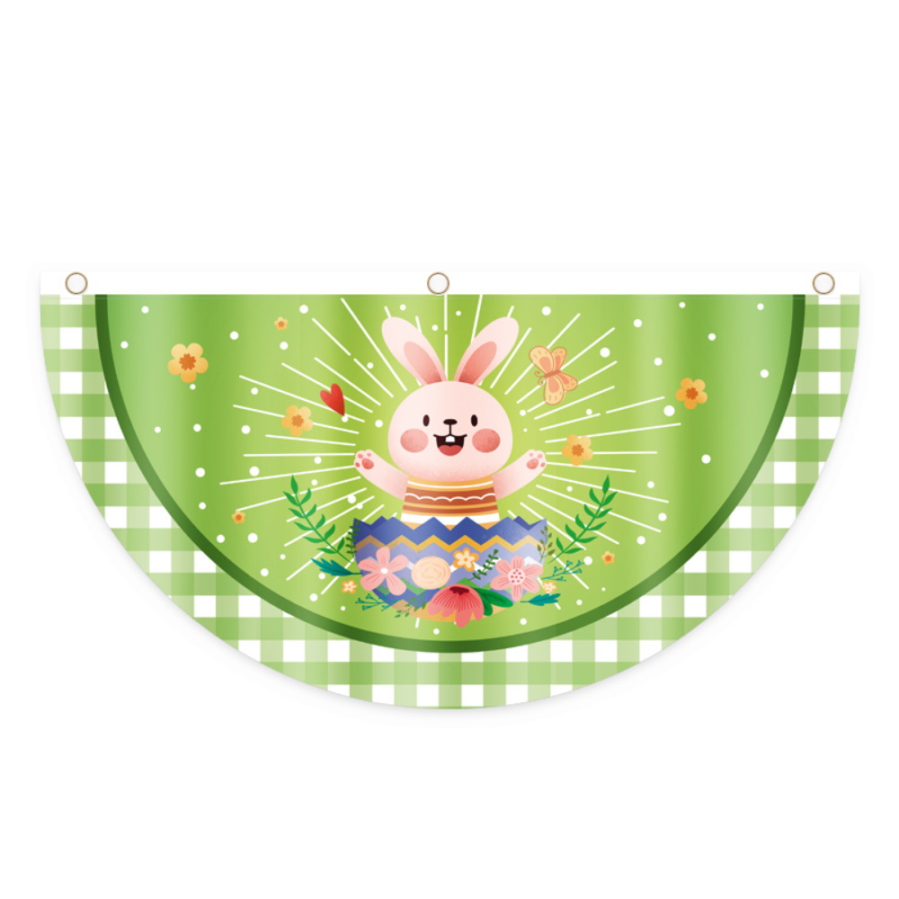 Cruz-frontera nueva bandera de ventilador de Pascua decoraciones de la cerca al aire libre creativo impreso dibujos animados semicírculo bandera