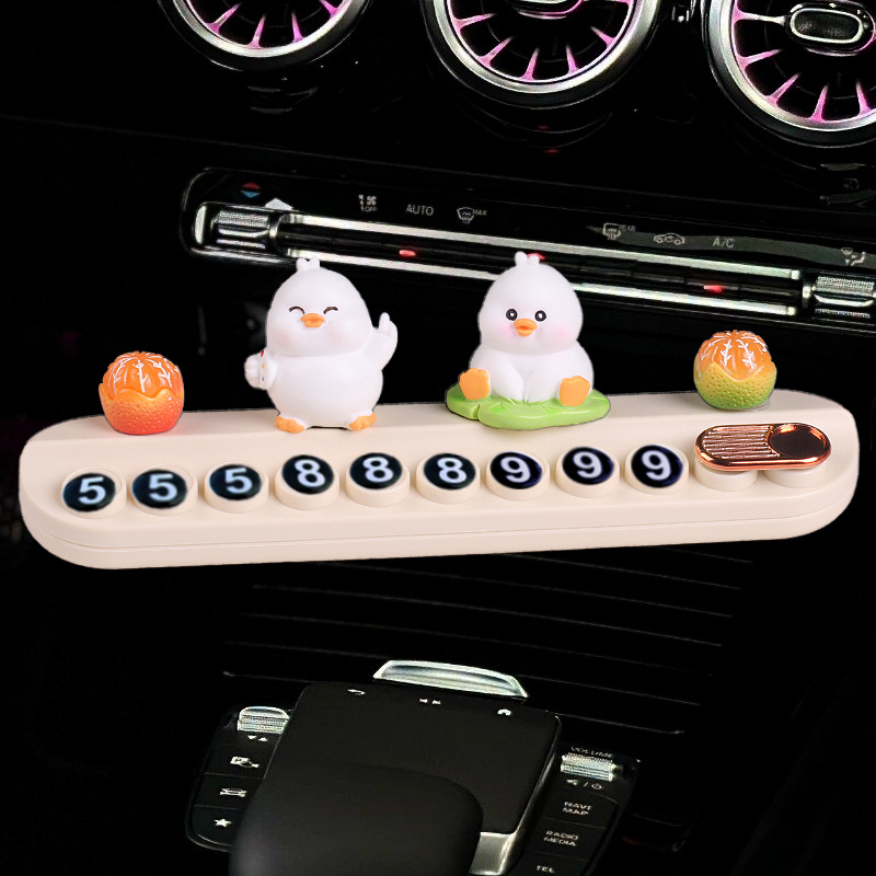placa de estacionamiento temporal para automóviles de pato de loto, placa de teléfono móvil para mujeres, placa de número de teléfono móvil para automóviles, artículos decorativos ocultos