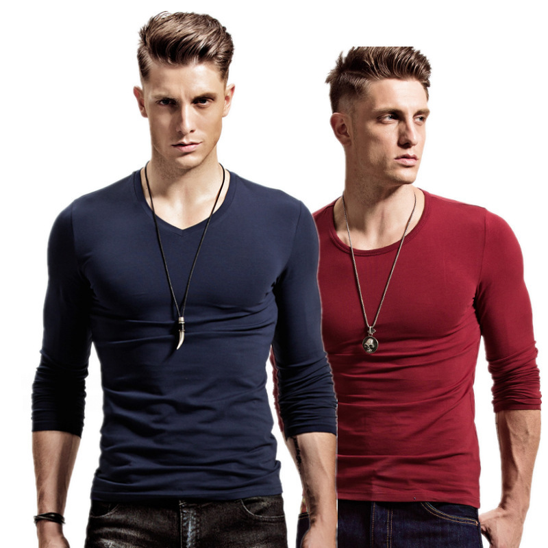 Factory direct men's long sleeve T-shirt Europe and the United States trend of youth bottoming shirt V-neck jacket autumn and winter a generation of hair