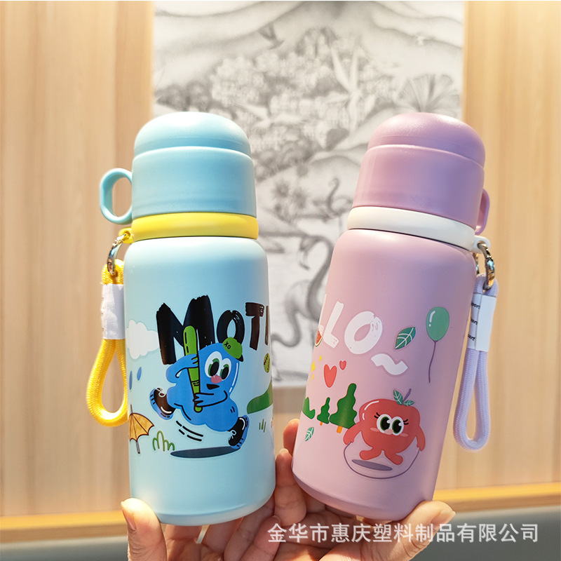 Cómodo para niños 304 taza de acero inoxidable de alto valor facial para estudiantes hervidor de agua al aire libre de dibujos animados acompañante taza de agua