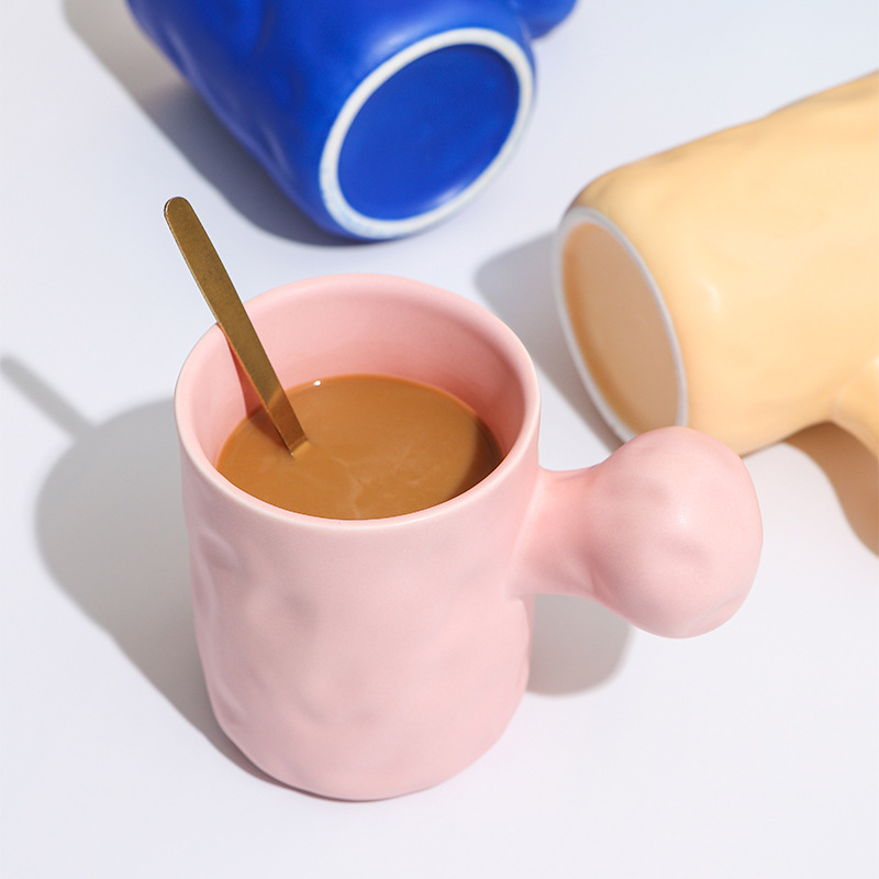 可爱造型情侣杯网红款胖胖杯创意陶瓷杯马克杯日韩咖啡杯色釉杯子