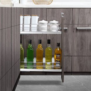 Cabinet Pull Basket Stainless Steel Household Seasoning Basket Pull Basket Kitchen Drawer Type Ultra-Narrow Small Size Seasoning Basket