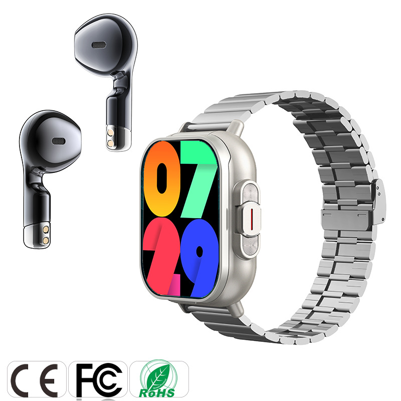 Explosivo reloj inteligente d8 auriculares tws dos en uno frecuencia cardíaca presión arterial monitoreo de salud reloj deportivo multifunción nfc