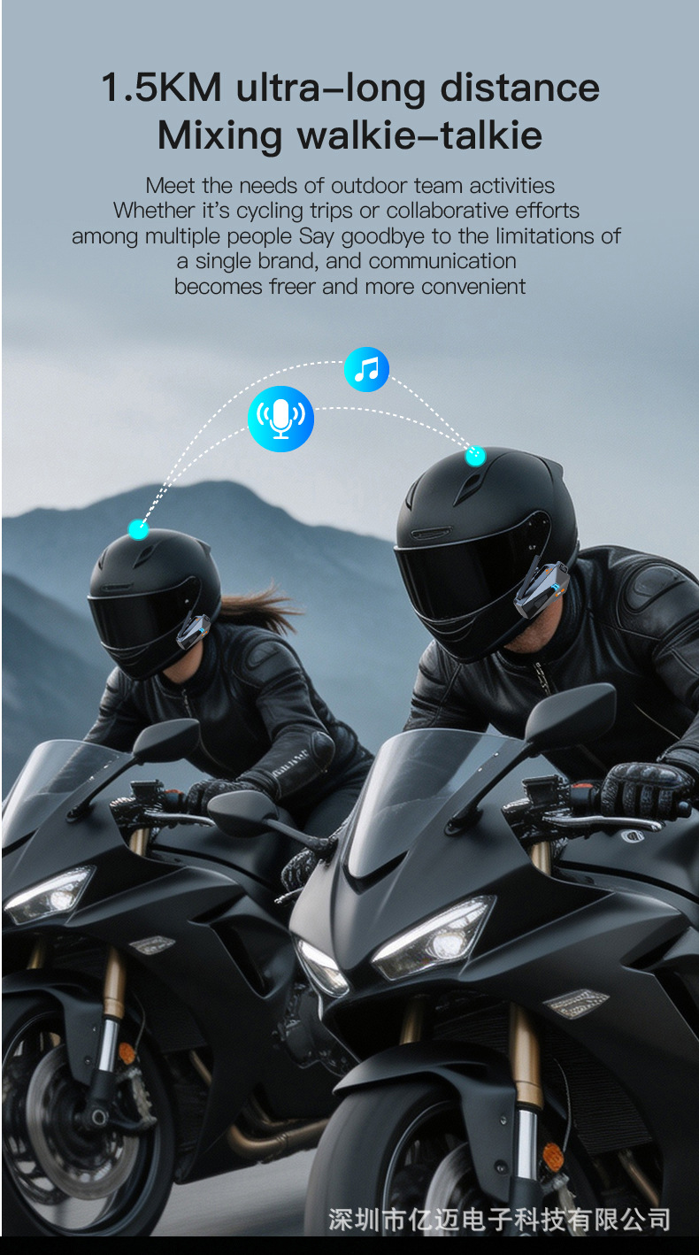 In-Stock Foldable Antenna Helmet Headset K22 for Motorcycle Riding, 1500m Intercoms, Cross-Brand Compatibility, Third Generation