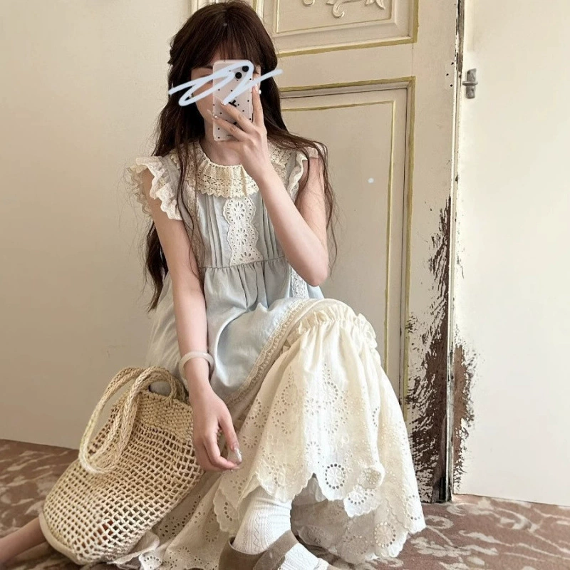 Женский костюм «Первая любовь», чистый и сладкий, лето 2025, новый студенческий стиль, маленькая рубашка с летящими рукавами, юбка, комплект из двух предметов