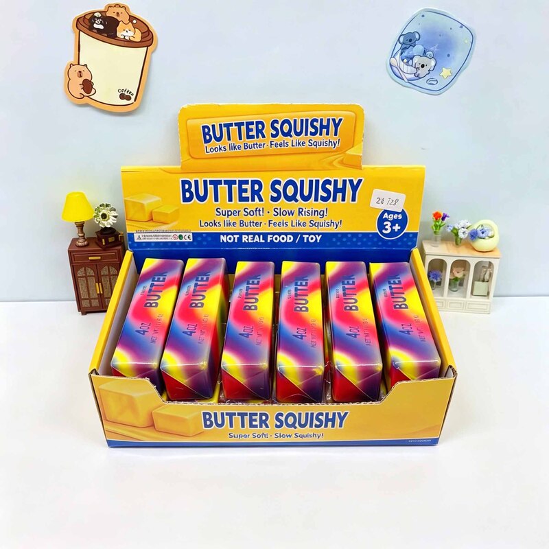 Butter stick squeeze toy, creative funny expression cube, maltose squeeze toy, stress-relief gadget, small gadget for stalls