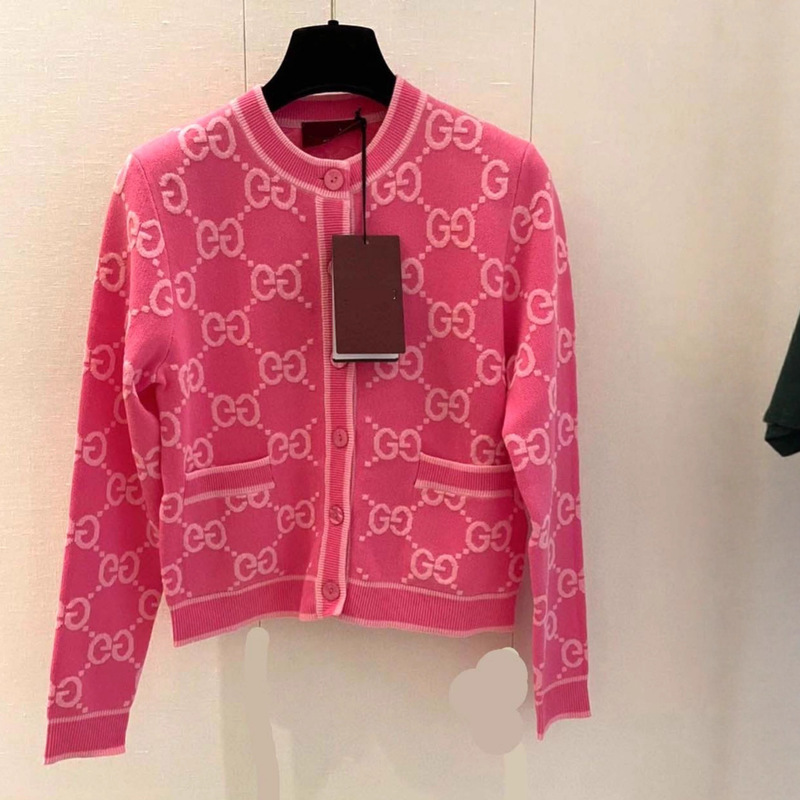 Nanyou High Version New Spring & Fall g Family Small Fragrant Jacquard Pink Cardigan Round Neck Versatile Classic Women's Jacket