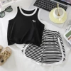 BX-Black bottom lamb striped pants vest suit