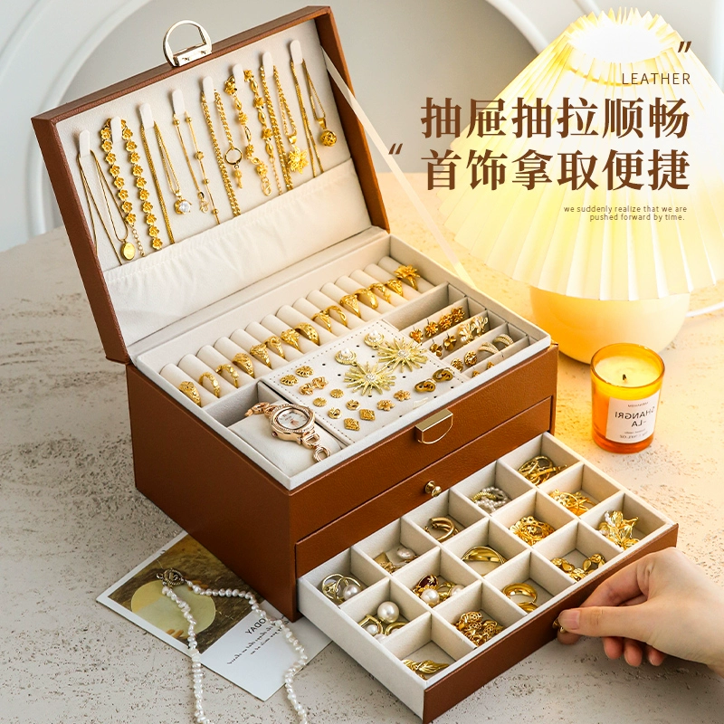 Шкатулка для украшений Maillard для хранения серег, пусет, ожерелий, украшений для рук, золотая шкатулка, выдвижная, с замком