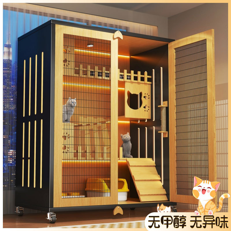 实木豪华猫别墅家用室内猫笼子超大自由空间猫窝客厅猫舍猫笼子|undefined
