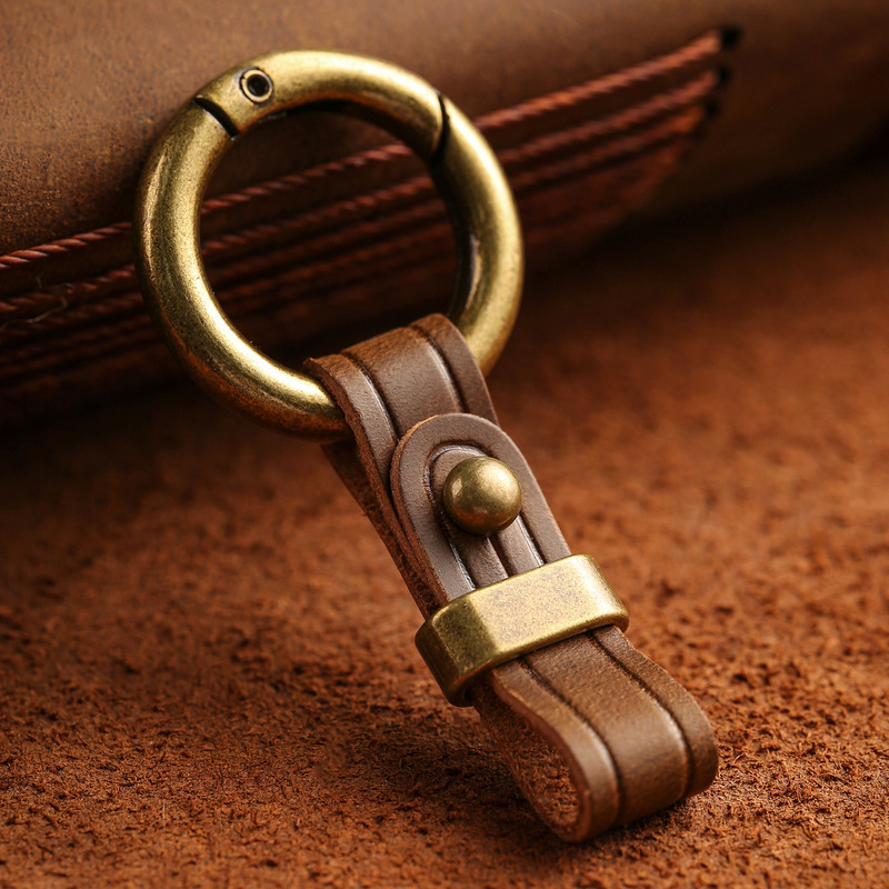 Car Keychain Suitable for Mercedes-Benz, Bmw, Audi, Land Rover, Porsche Retro Leather Key Anti-Lost Hanging Pants